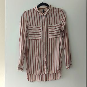 YAS shirt blouse cream pink/brown